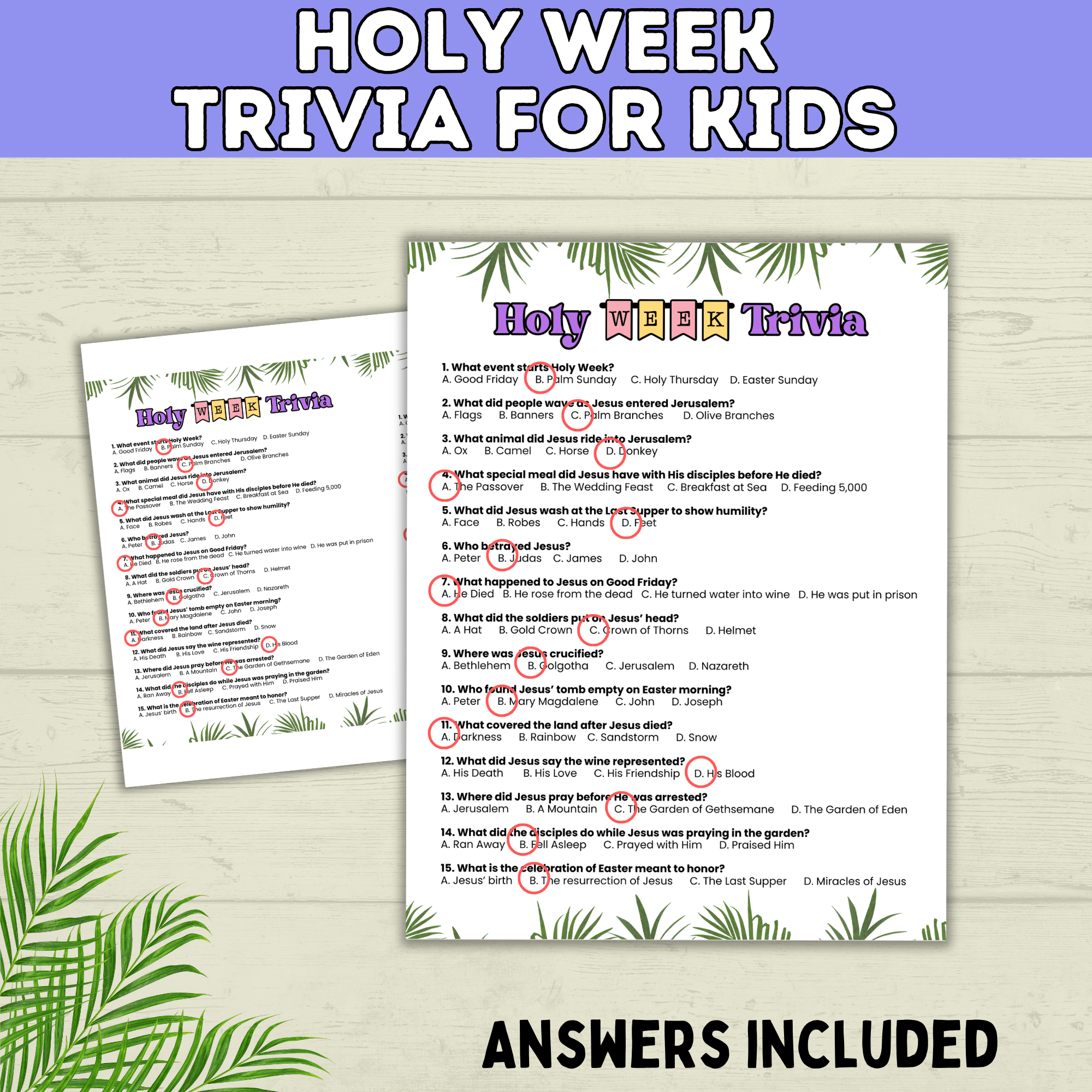 Holy Week | LDS Holy Week | Holy Week Kids Trivia | Holy Week Activity | Easter | Easter Activity | Easter Trivia | Easter Week