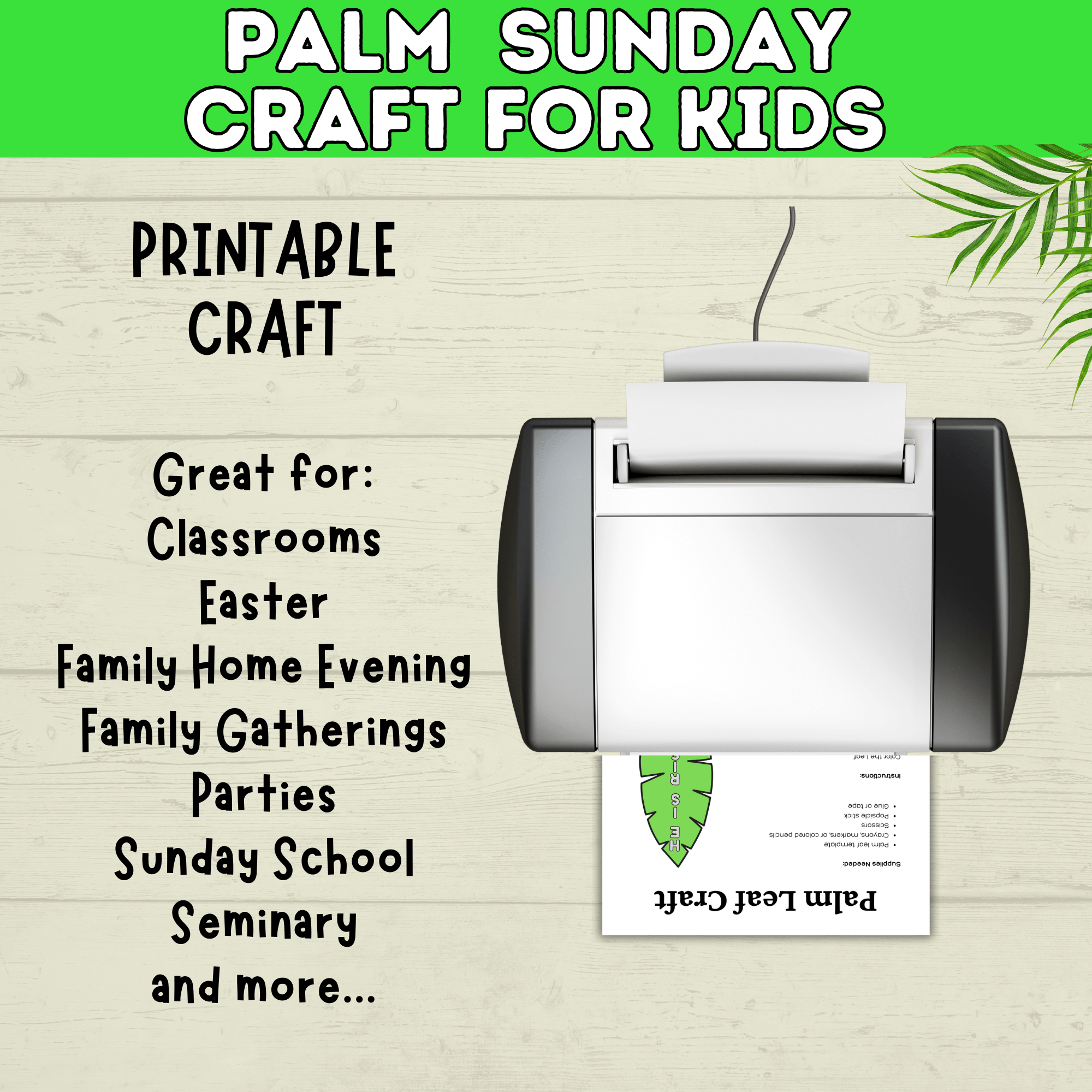 Palm Sunday Craft | Palm Leaf Craft | Sunday School Craft | Easter Craft | Holy Week Craft | Craft Template | Easter Story