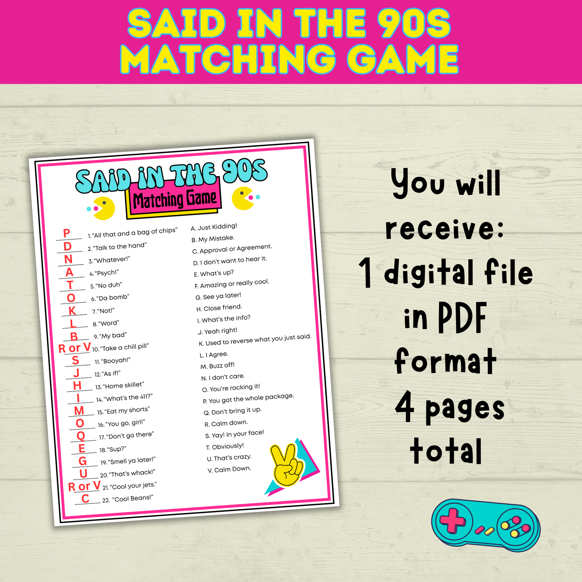 90s Games | 90s Birthday Games | 90s | 90s Party Games | Printable Games | Retro Party Games | 1990s Party Games | 90s Trivia | Throwback