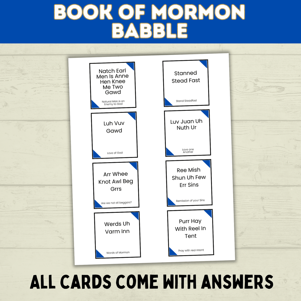 Book of Mormon Game Babble | Cards | Game Night | Church and Scripture Game | Youth Sunday School Game | Christian