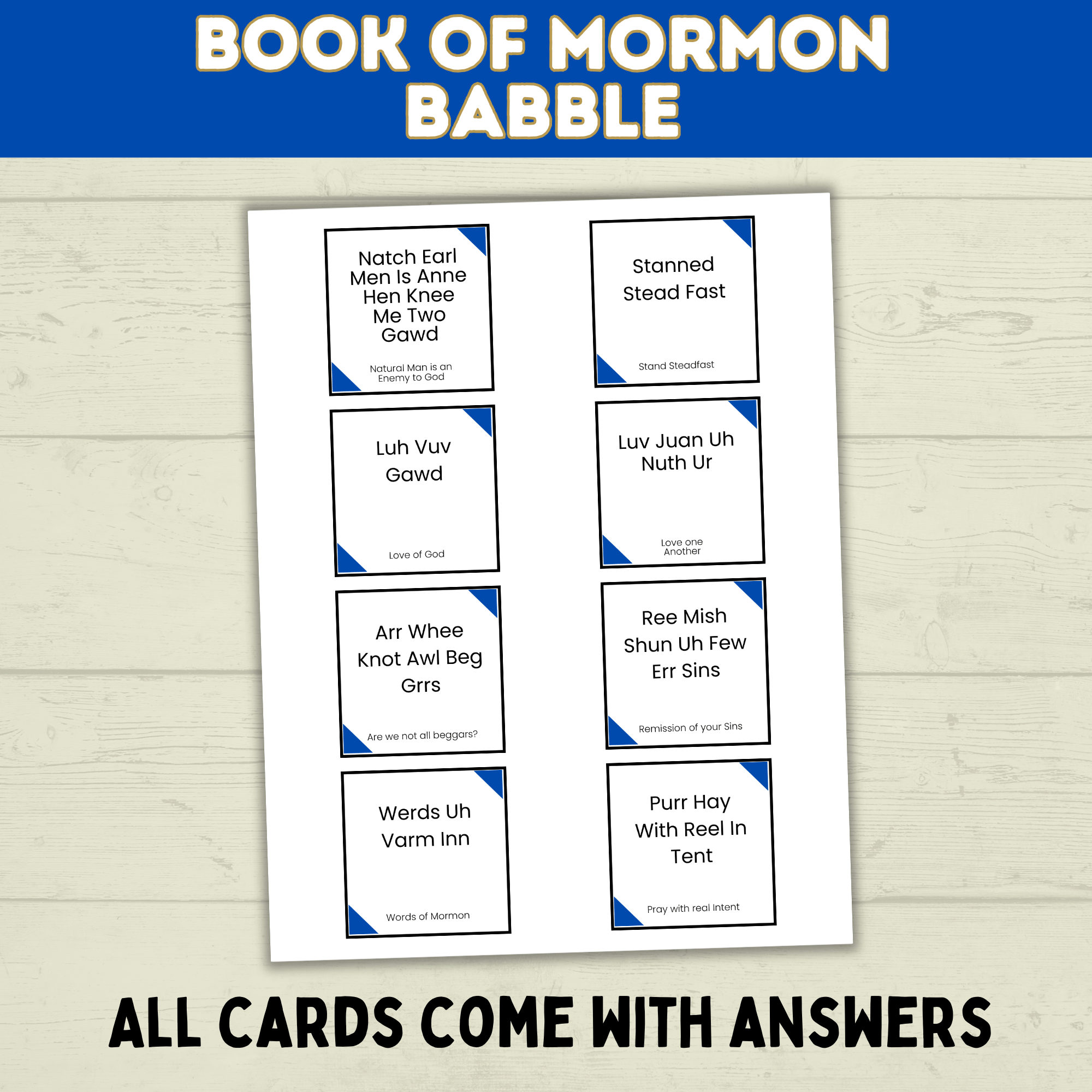 Book of Mormon Game Babble | Cards | Game Night | Church and Scripture Game | Youth Sunday School Game | Christian