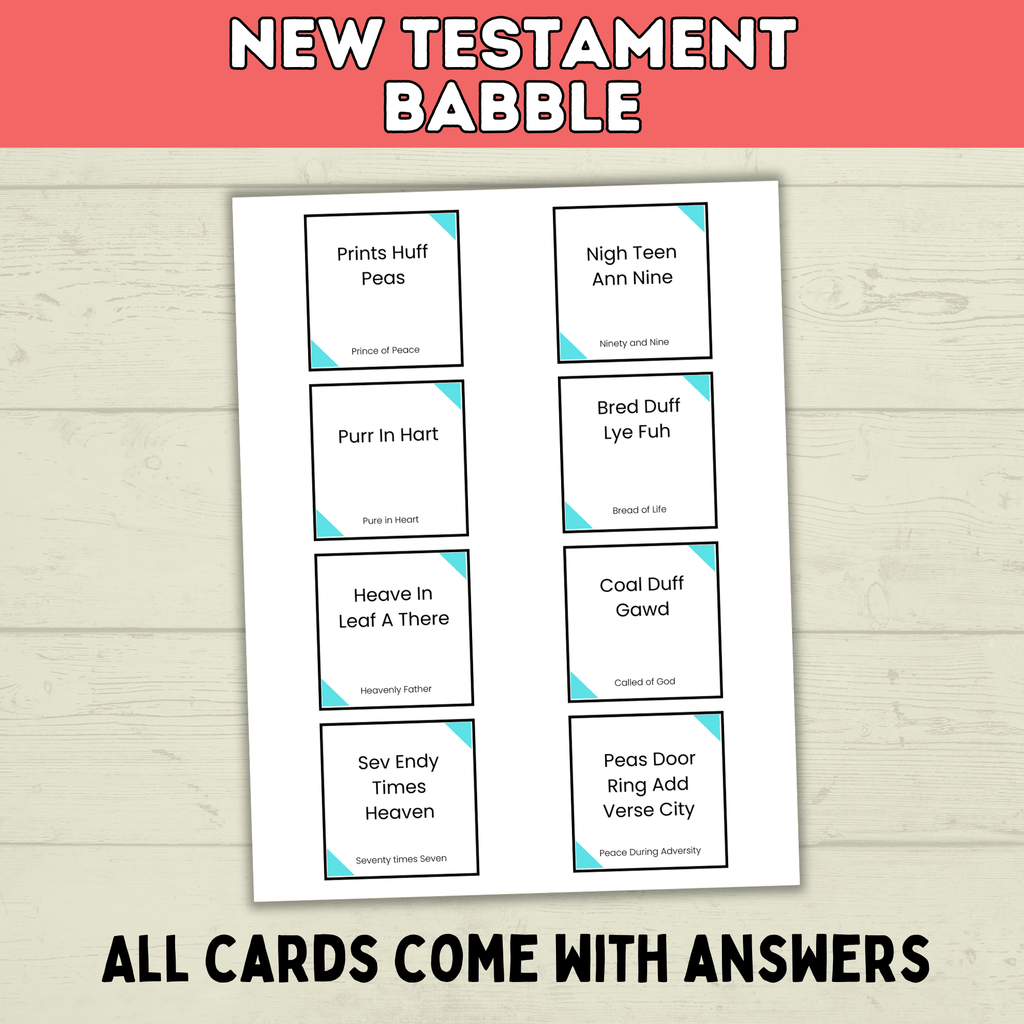 Bible Games | New Testament Game Babble | Youth Church Game | Bible Printable | Digital Download | Party Games | Scriptures | Young Women