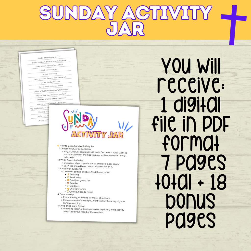 Sunday Activities for Kids | Sunday Jar | Sabbath Day Jar | Bible Activities | Christ Activities | Christian Activities | Church Crafts