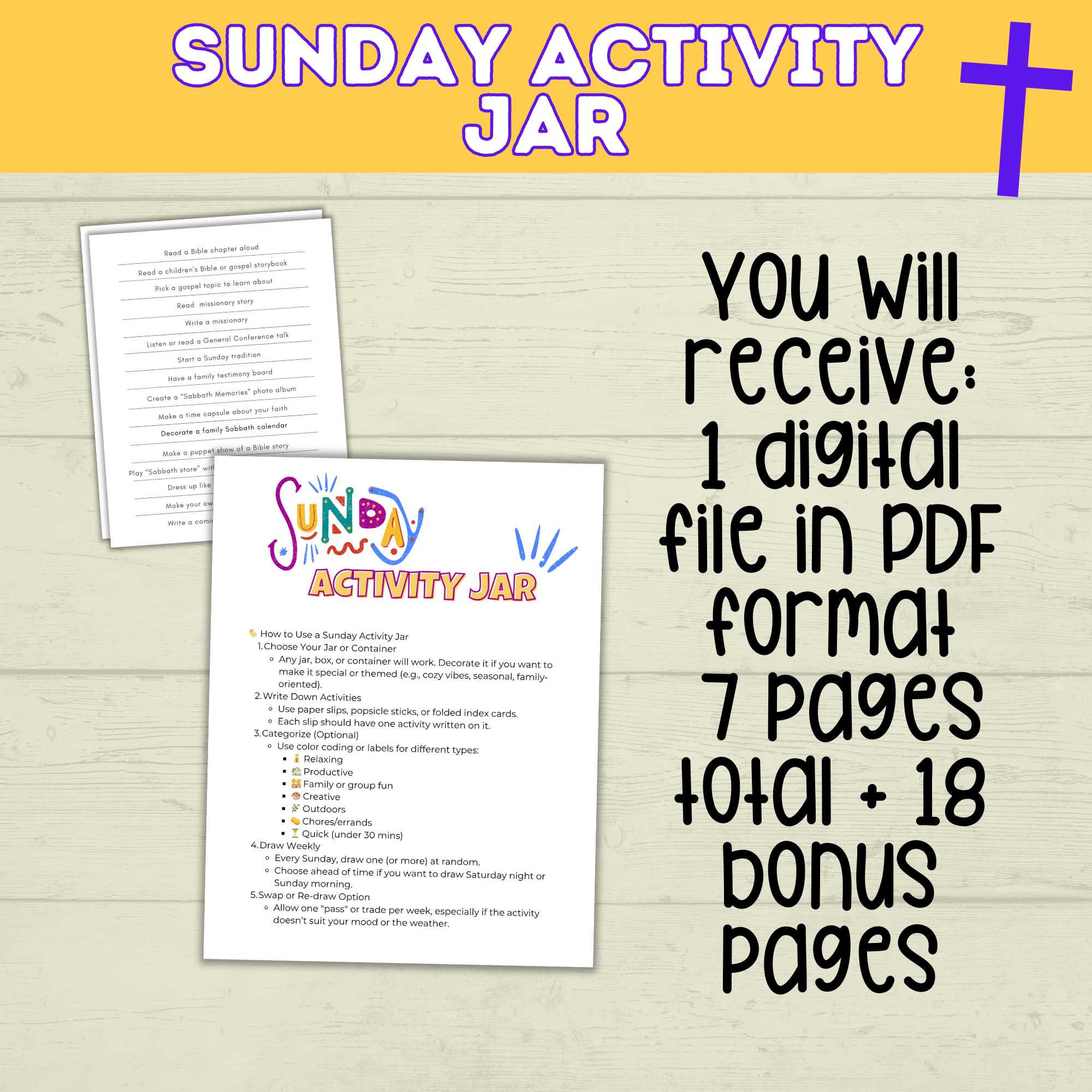 Sunday Activities for Kids | Sunday Jar | Sabbath Day Jar | Bible Activities | Christ Activities | Christian Activities | Church Crafts