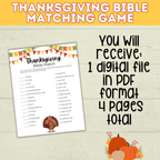 Thanksgiving Bible Match Game Printable for Kids and Adults | Digital Download in 2 Sizes | PDF Bible Game | Thanksgiving Printables