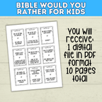 Bible Games for Kids | Would You Rather Bible Edition for Kids | Church Games | Digital Download | Bible Trivia | Sunday School Games