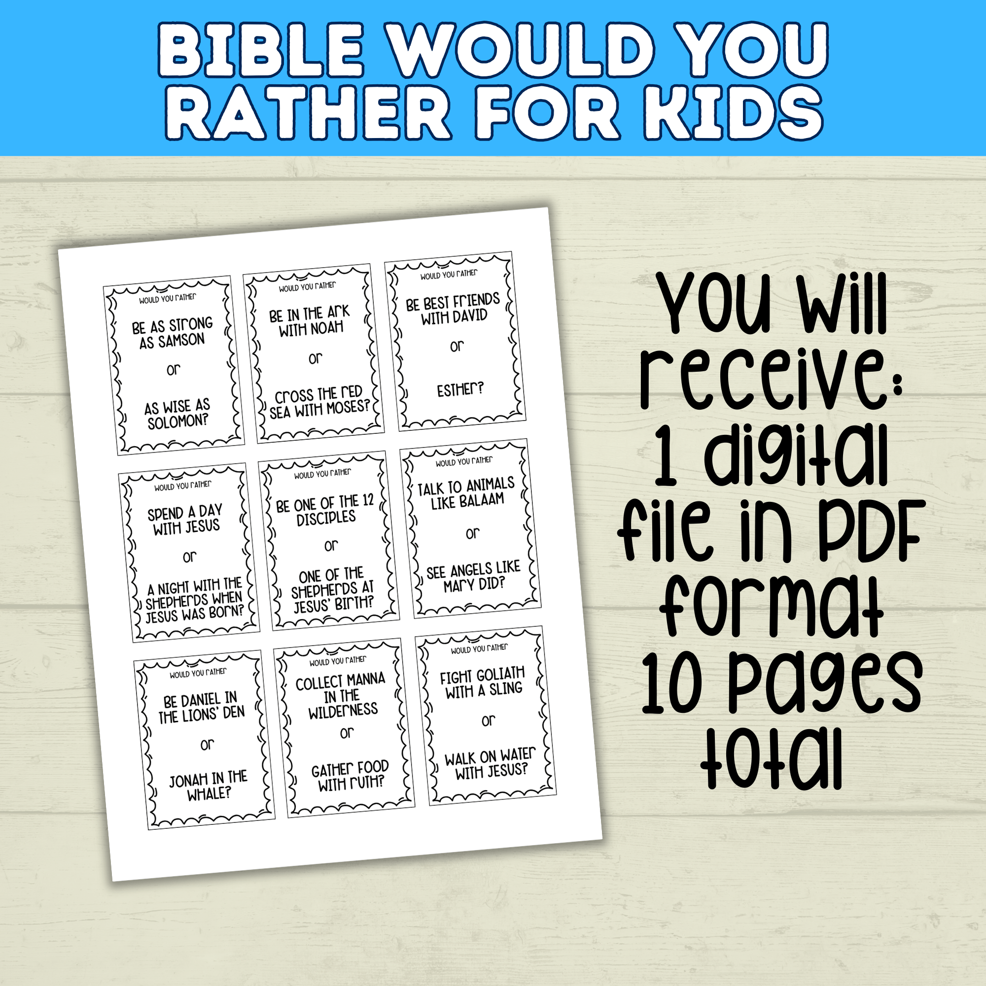 Bible Games for Kids | Would You Rather Bible Edition for Kids | Church Games | Digital Download | Bible Trivia | Sunday School Games