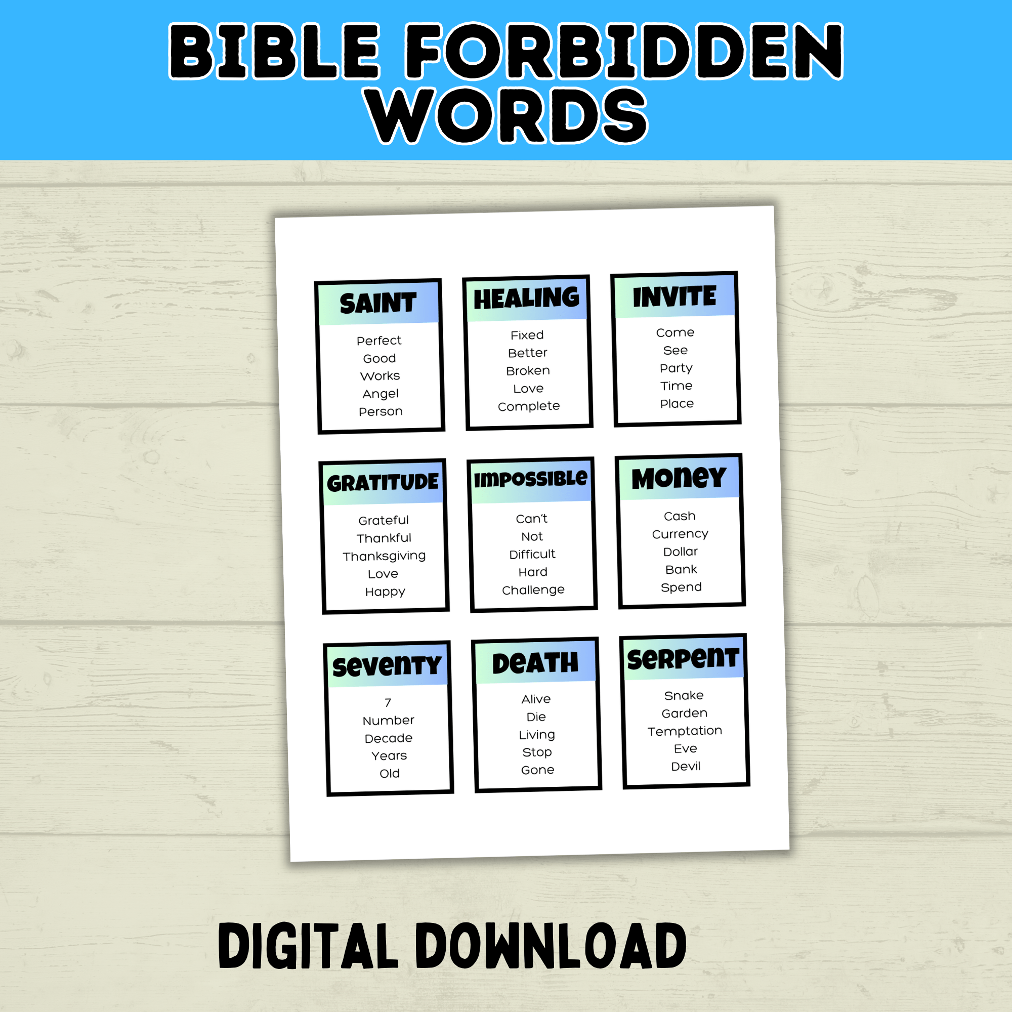 Church Taboo Card Game | Religious Card Game | Games for Church