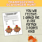 Thanksgiving Scavenger Hunt | Turkey Scavenger Hunt | Kids Thanksgiving Activities | Kids Games | Thanksgiving Games | Digital Download