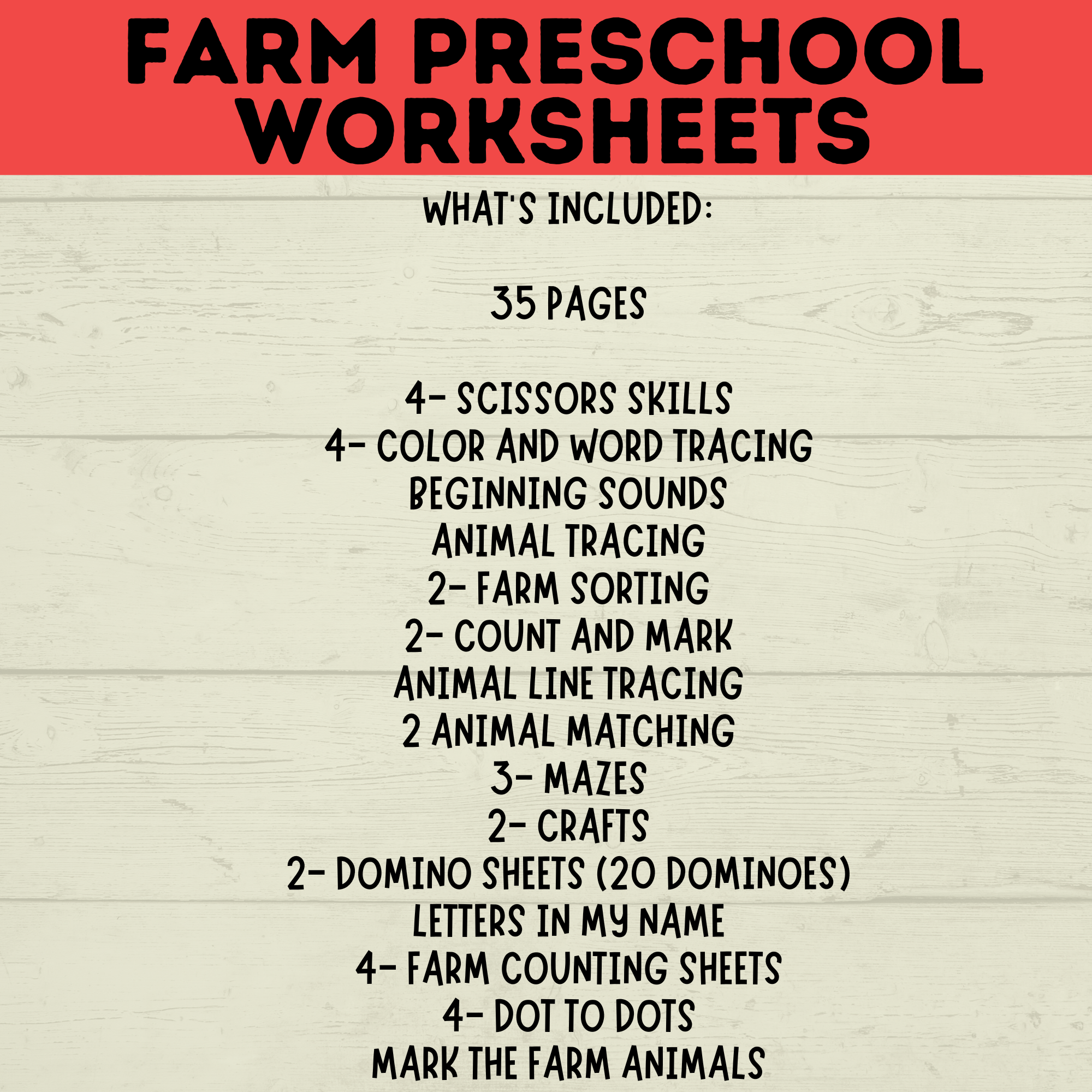 Farm Preschool Worksheets | Farm Activity | Farm Printables | Counting Printable | Toddler Counting | Word Tracing | Letter Recognition