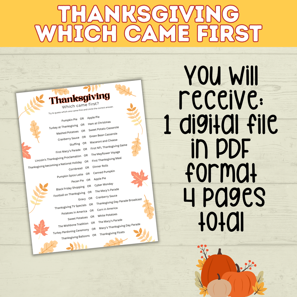 Thanksgiving Kids Game | Thanksgiving Party Game | Kids Digital Download | Kids Game | PDF download | Thanksgiving Activity | Family Game