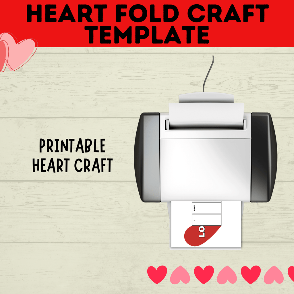 Heart Craft | Valentine's Day Craft | Folding Heart Craft | Kids Crafts | Party Crafts | Love Craft | I love you Craft for Kids | Printable