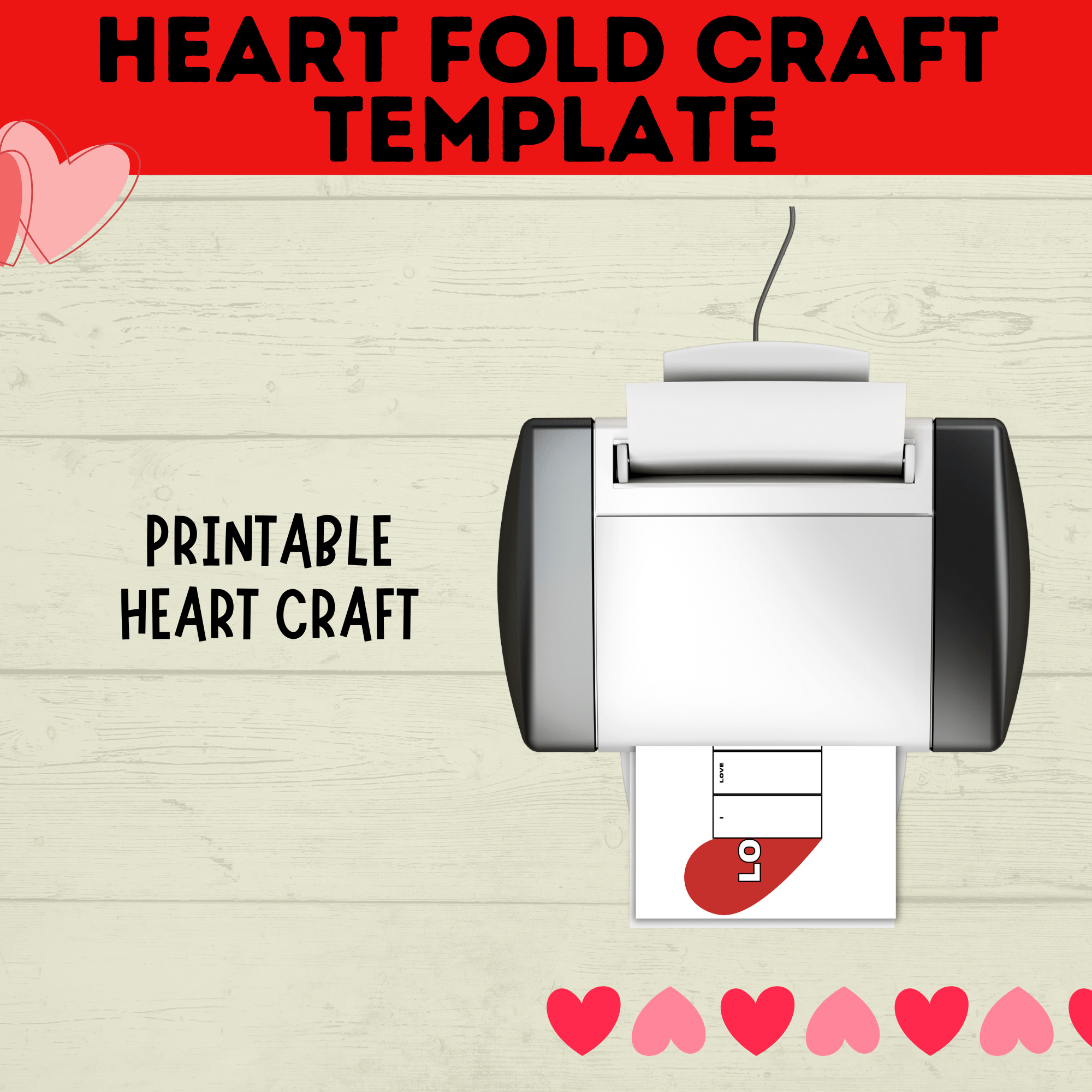 Heart Craft | Valentine's Day Craft | Folding Heart Craft | Kids Crafts | Party Crafts | Love Craft | I love you Craft for Kids | Printable
