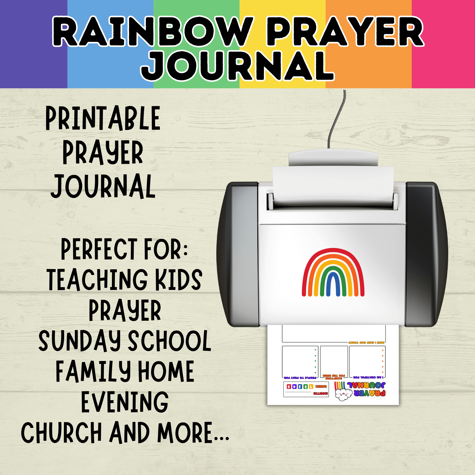 Prayer Journal for Kids | Rainbow Journal | Rainbow-themed | Journal for Kids | Teach Kids Prayer | Prayer Download | Prayer Printable