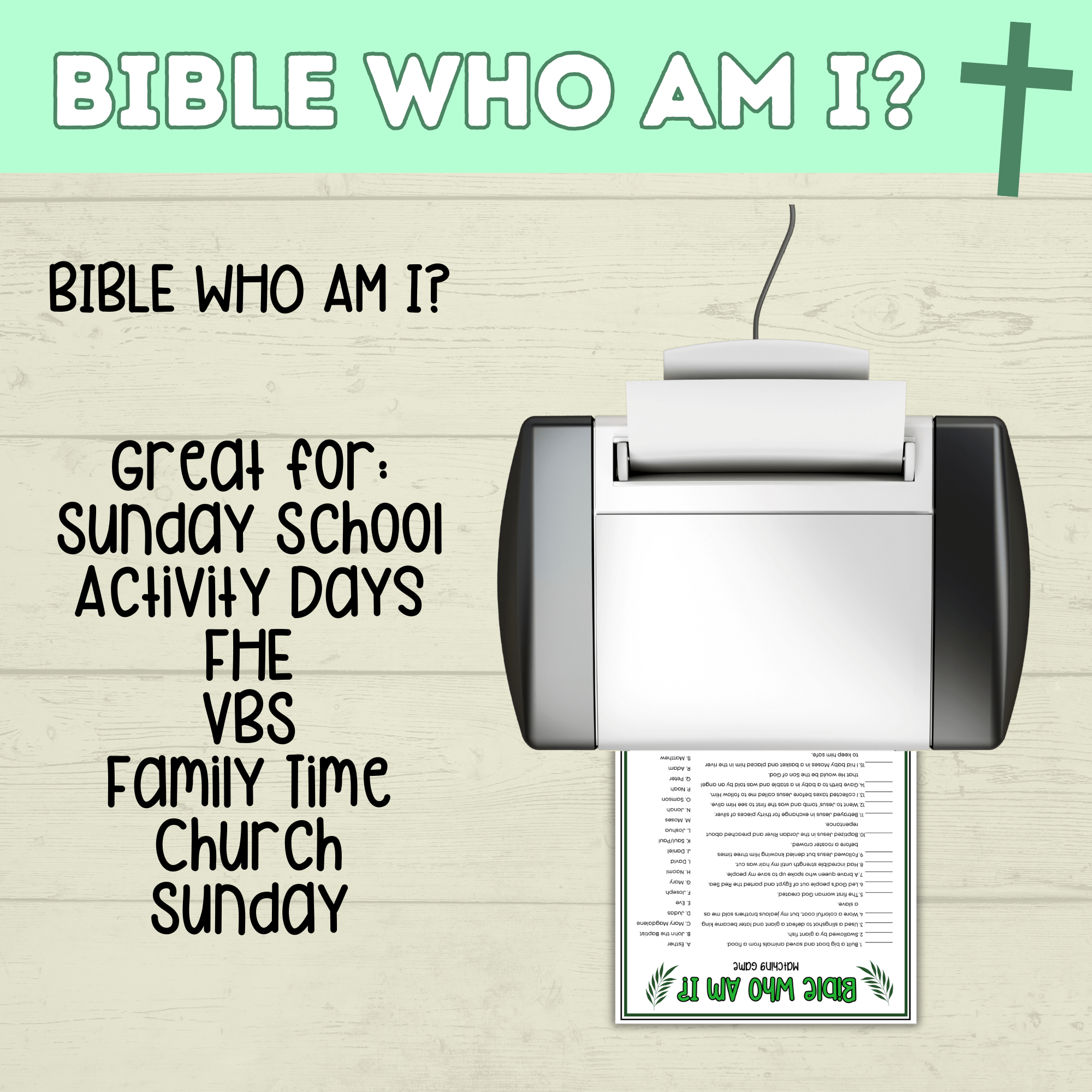 Bible Games | Bible Who Am I?  | Bible Trivia | Bible Activities | Kids Trivia | Sunday School | Christian Games | Digital Download