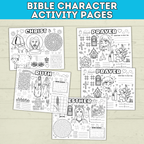Bible Activity Sheets | Kids Coloring Pages | Bible Lesson Plans | Moses | Abraham | Noah | Esther | Ruth | Digital Download | Printables