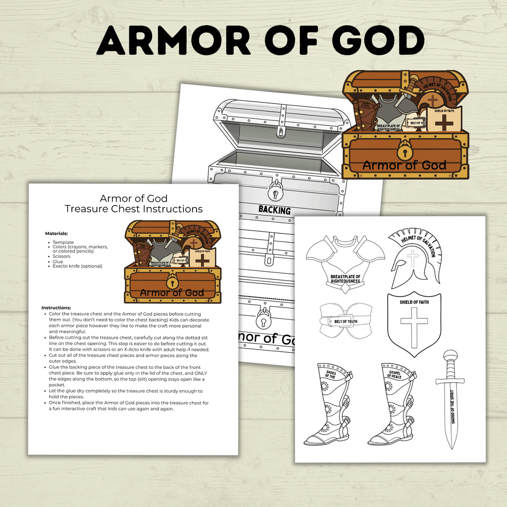 Armor of God Bible Lesson Craft, Sunday School Craft, VBS, Christian Activity, Shield of Faith, Ephesians Lesson