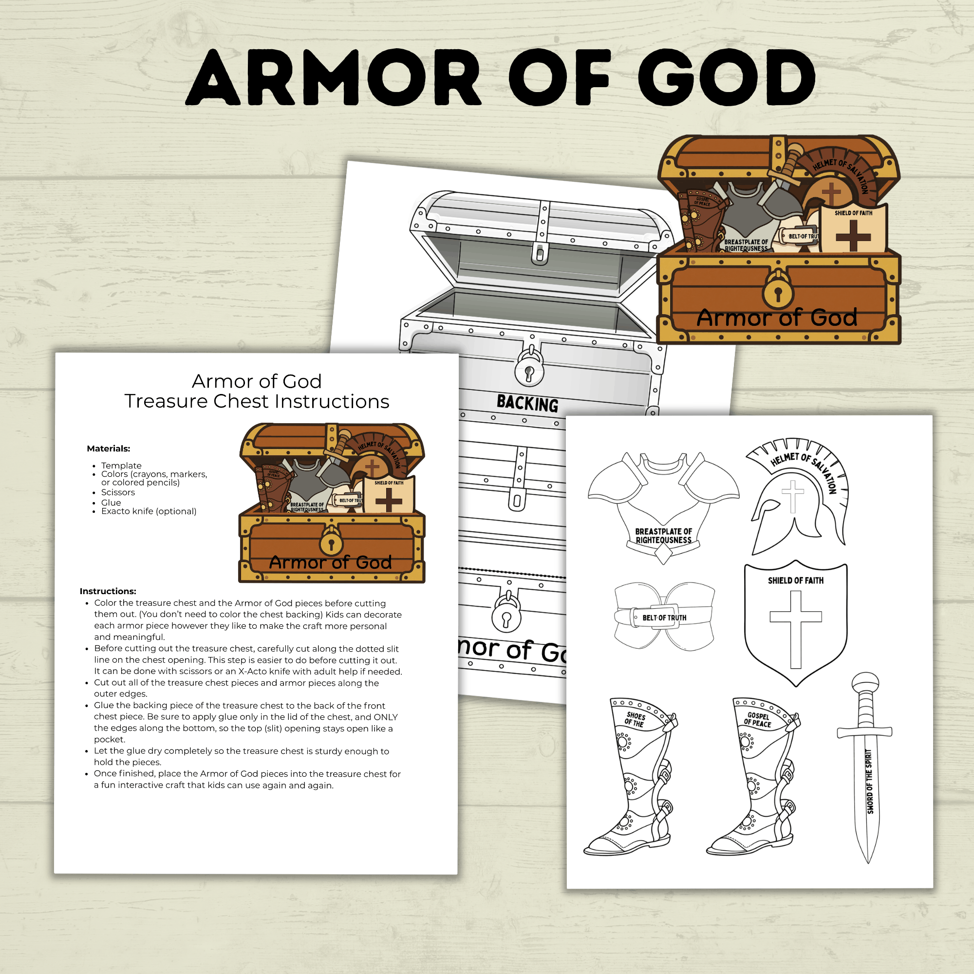 Armor of God Bible Lesson Craft, Sunday School Craft, VBS, Christian Activity, Shield of Faith, Ephesians Lesson