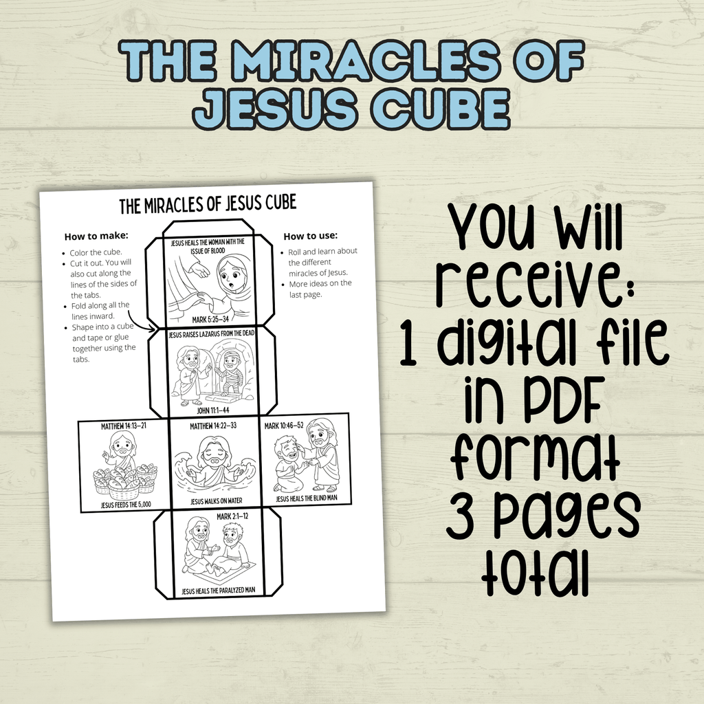 Miracles of Jesus Cube Craft, Jesus Craft, Bible Cube Craft, Sunday School Craft