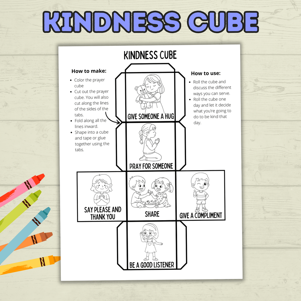 Kindness Cube Craft, Sunday School Craft, Kids Crafts, Kindness Craft, Christian Crafts, Bible Crafts, Homeschool, Lesson VBS, Cut and Paste