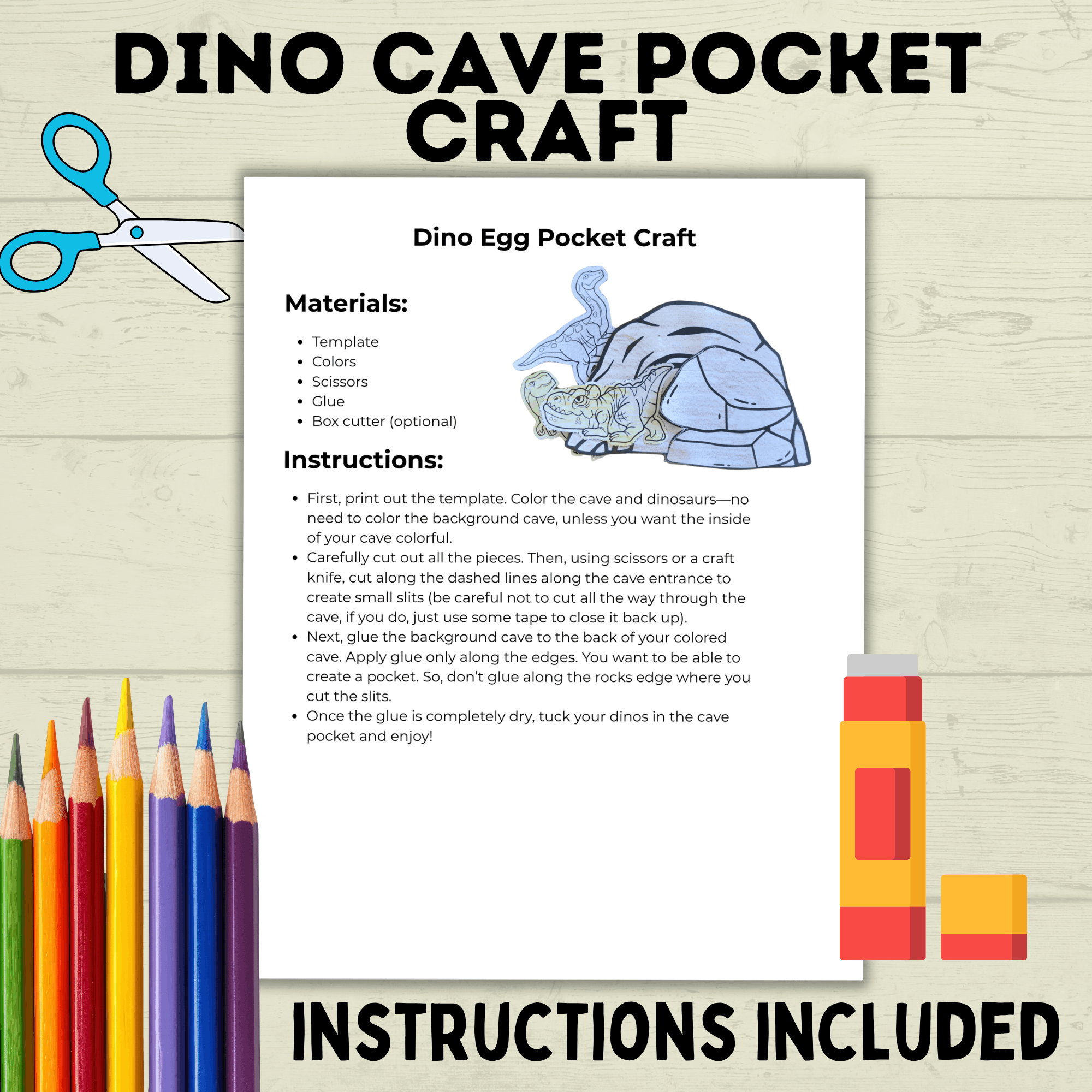 Dinosaur Cut and Paste Craft, Preschool Crafts, Toddler crafts, Homeschool, Dino