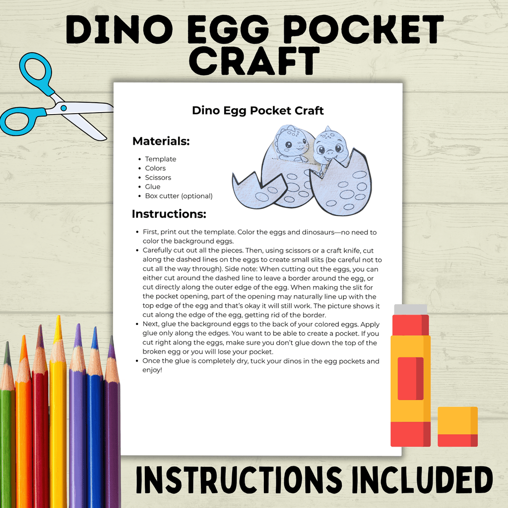 Dinosaur Egg Cut and Paste Craft, Preschool Crafts, Toddler crafts, Homeschool, Dino Egg Craft