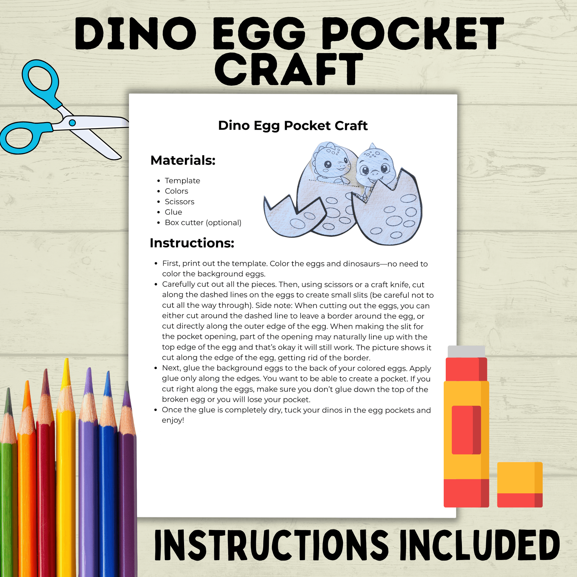 Dinosaur Egg Cut and Paste Craft, Preschool Crafts, Toddler crafts, Homeschool, Dino Egg Craft