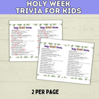 Holy Week | LDS Holy Week | Holy Week Kids Trivia | Holy Week Activity | Easter | Easter Activity | Easter Trivia | Easter Week