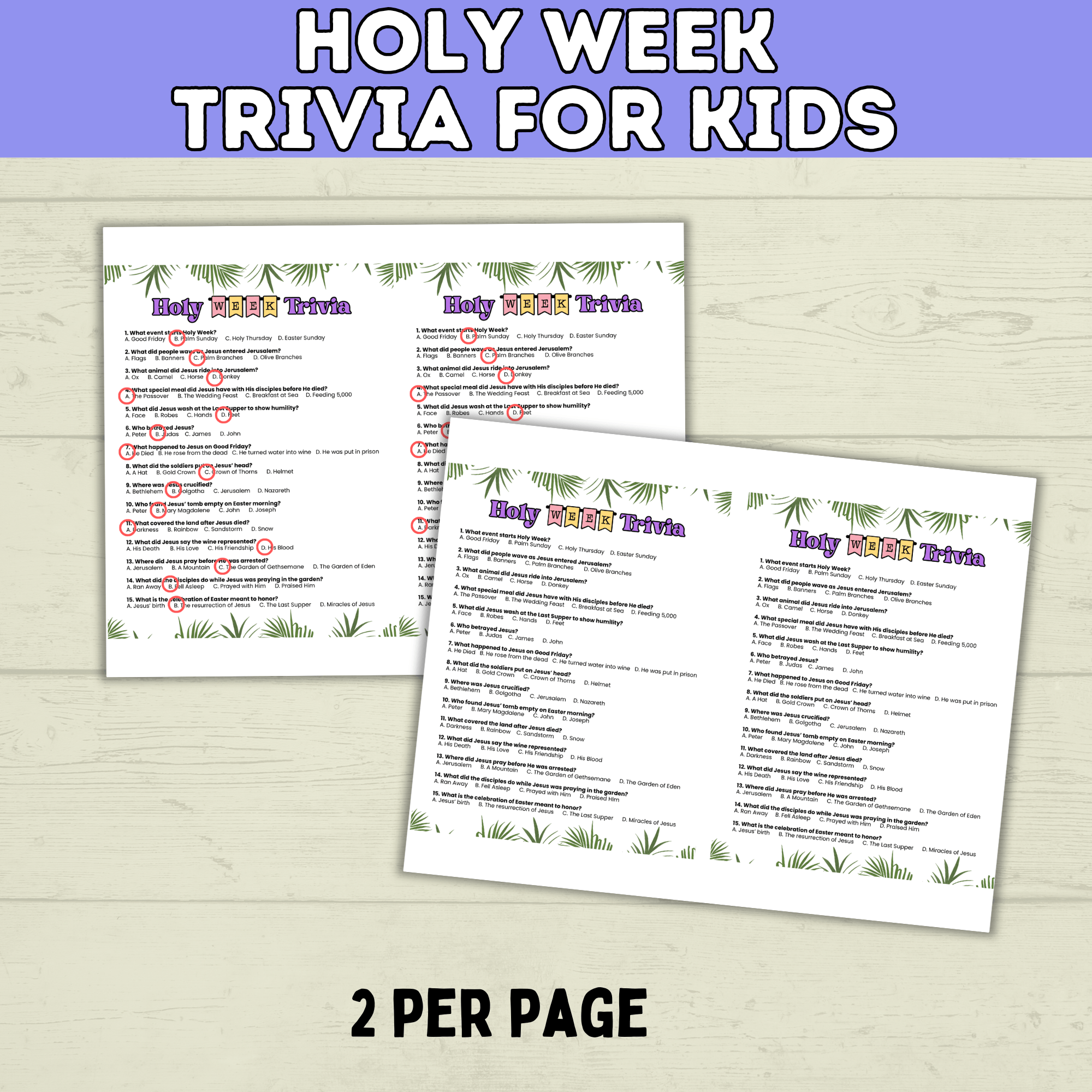 Holy Week | LDS Holy Week | Holy Week Kids Trivia | Holy Week Activity | Easter | Easter Activity | Easter Trivia | Easter Week