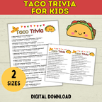 Taco Trivia Game | Taco Party | Fiesta Games | Party Games | Kids Games | Printable Games | Cinco De Mayo Trivia | PDF Download