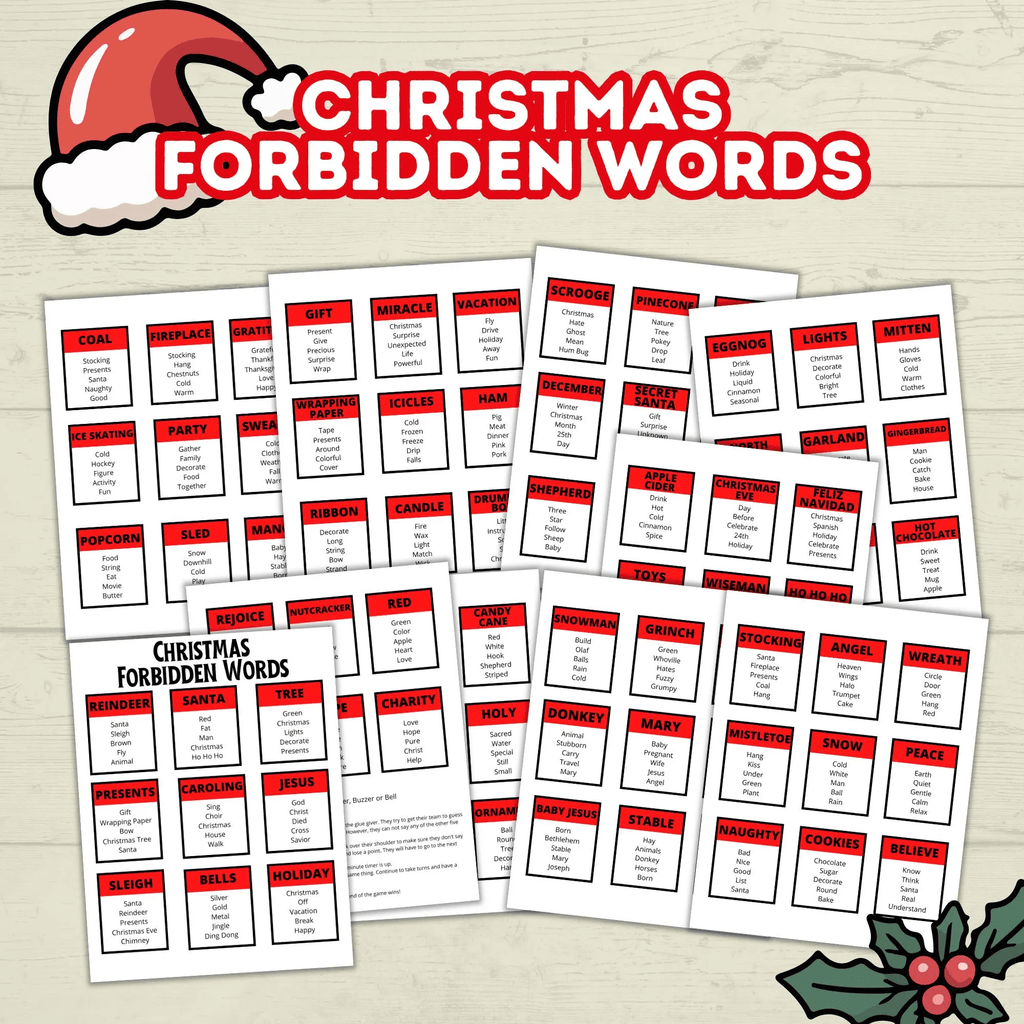 Christmas Classroom Party Printable Word Games for Kids, Group Activities, Family Reunion Holiday Game