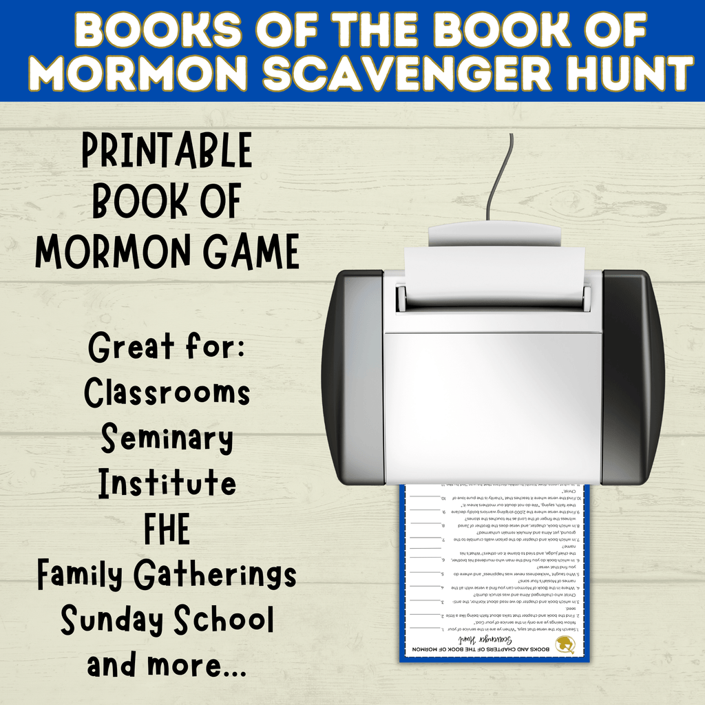 Book of Mormon Games | Book of Mormon Scavenger Hunt | BOM | Book of Mormon Kids Printable | Youth | LDS Printable | LDS Game | Church