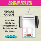 90s Games | 90s Birthday Games | 90s | 90s Party Games | Printable Games | Retro Party Games | 1990s Party Games | 90s Trivia | Throwback