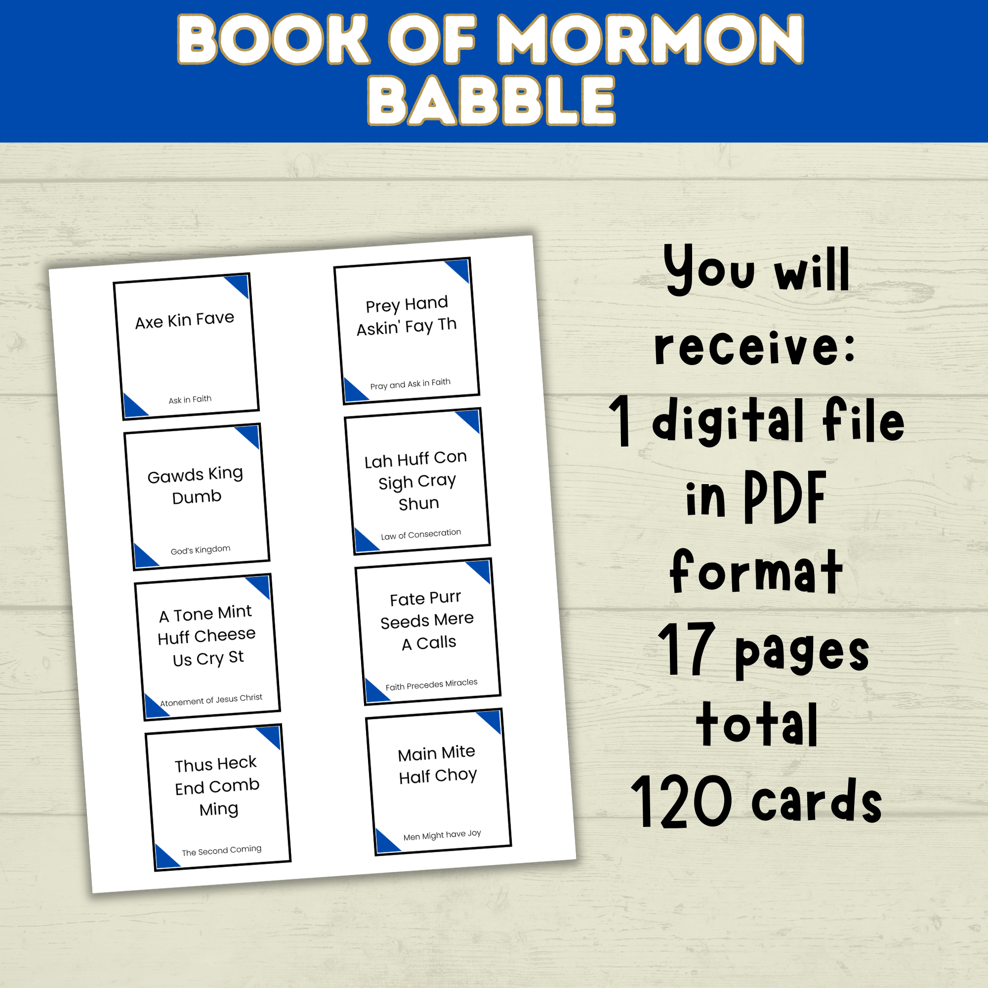 Book of Mormon Game Babble | Cards | Game Night | Church and Scripture Game | Youth Sunday School Game | Christian