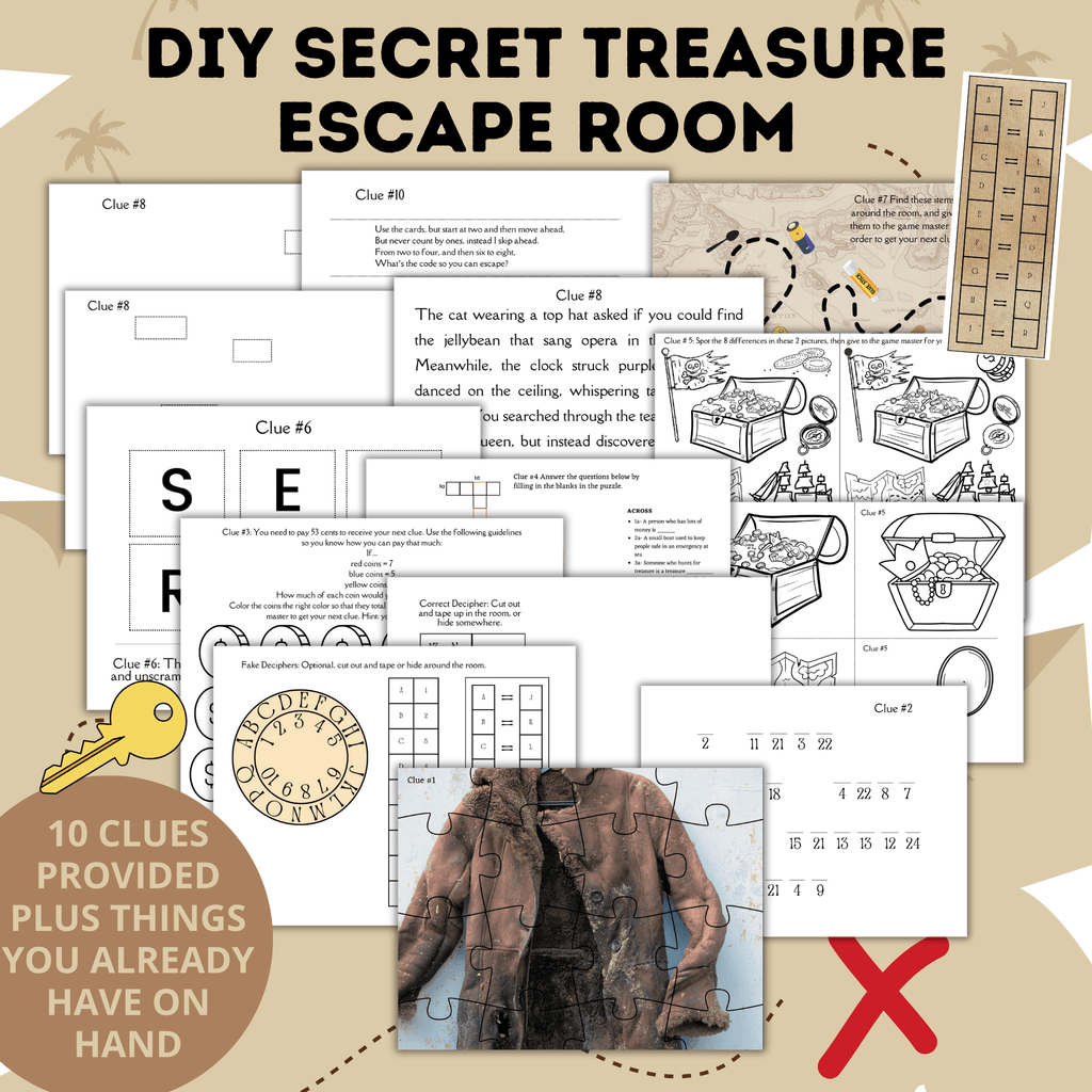 DIY Escape Room for Kids | Secret Treasure Escape Room | Home escape Room | Digital Escape Room | Kids Games | Party Games | Printable