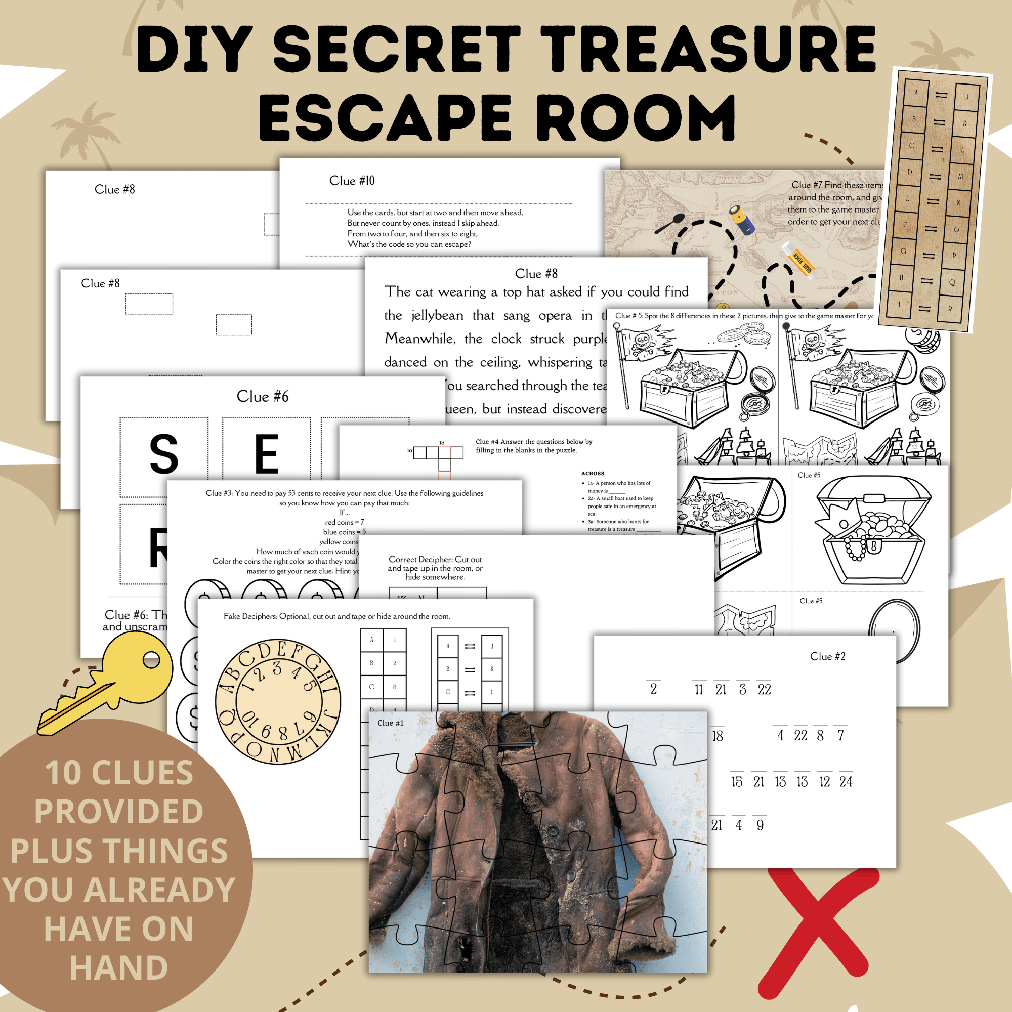 DIY Escape Room for Kids | Secret Treasure Escape Room | Home escape Room | Digital Escape Room | Kids Games | Party Games | Printable