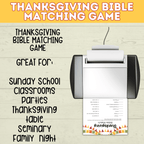 Thanksgiving Bible Match Game Printable for Kids and Adults | Digital Download in 2 Sizes | PDF Bible Game | Thanksgiving Printables