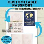Customizable Passport | Design Your Own Passport | Passport Craft | Kids Crafts | Craft Template | Travel Craft | Passport Book | Kids