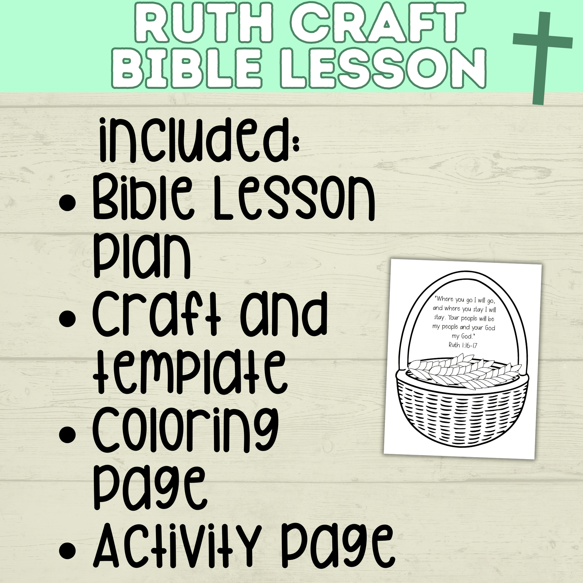 Ruth Craft | Ruth Activity | Bible Craft | Bible Activity Page | Bible Lesson Plan | Ruth Lesson Plan | Ruth Printable | Digital Download
