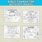 Bible Activity Sheets | Kids Coloring Pages | Bible Lesson Plans | Moses | Abraham | Noah | Esther | Ruth | Digital Download | Printables