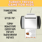 Turkey Trivia | Thanksgiving Trivia | Trivia for Kids | Digital Download | Thanksgiving Games | Thanksgiving Activities | Thanksgiving