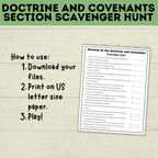 Doctrine and Covenants Scavenger Hunt | Sections of the Doctrine and Covenants Quiz | Come Follow Me | Kids Scavenger Hunt | Sunday School