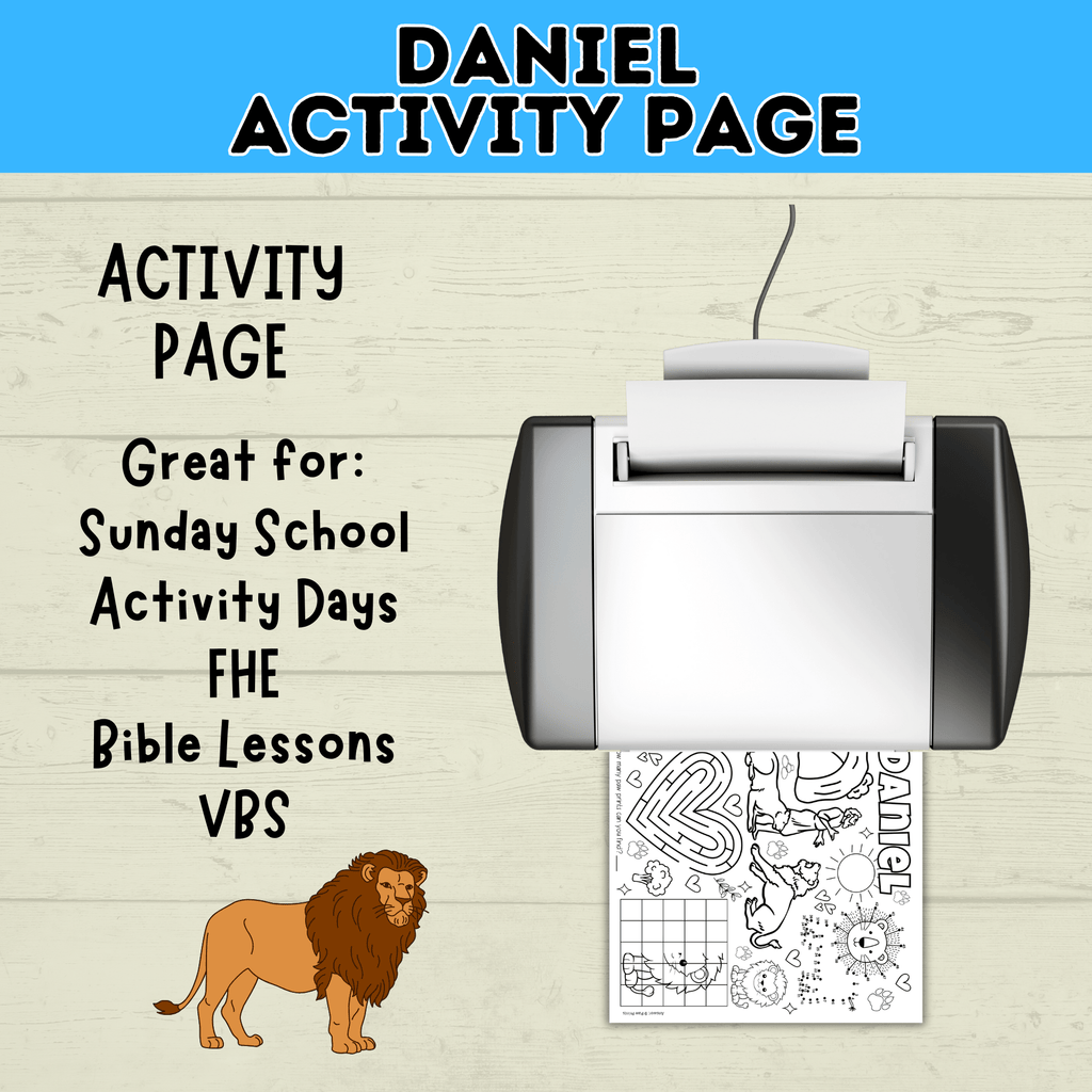 Bible Activity Page | Activity Sheet | Daniel in the Lion's Den | Lion | Homeschool | Christian Game | Kids Bible Printable | PDF