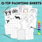 Q-Tip Painting Templates for Kids | Paint with Kids Craft | Preschool Crafts | Kids Crafts | Craft Template | Preschool Activity | Preschool
