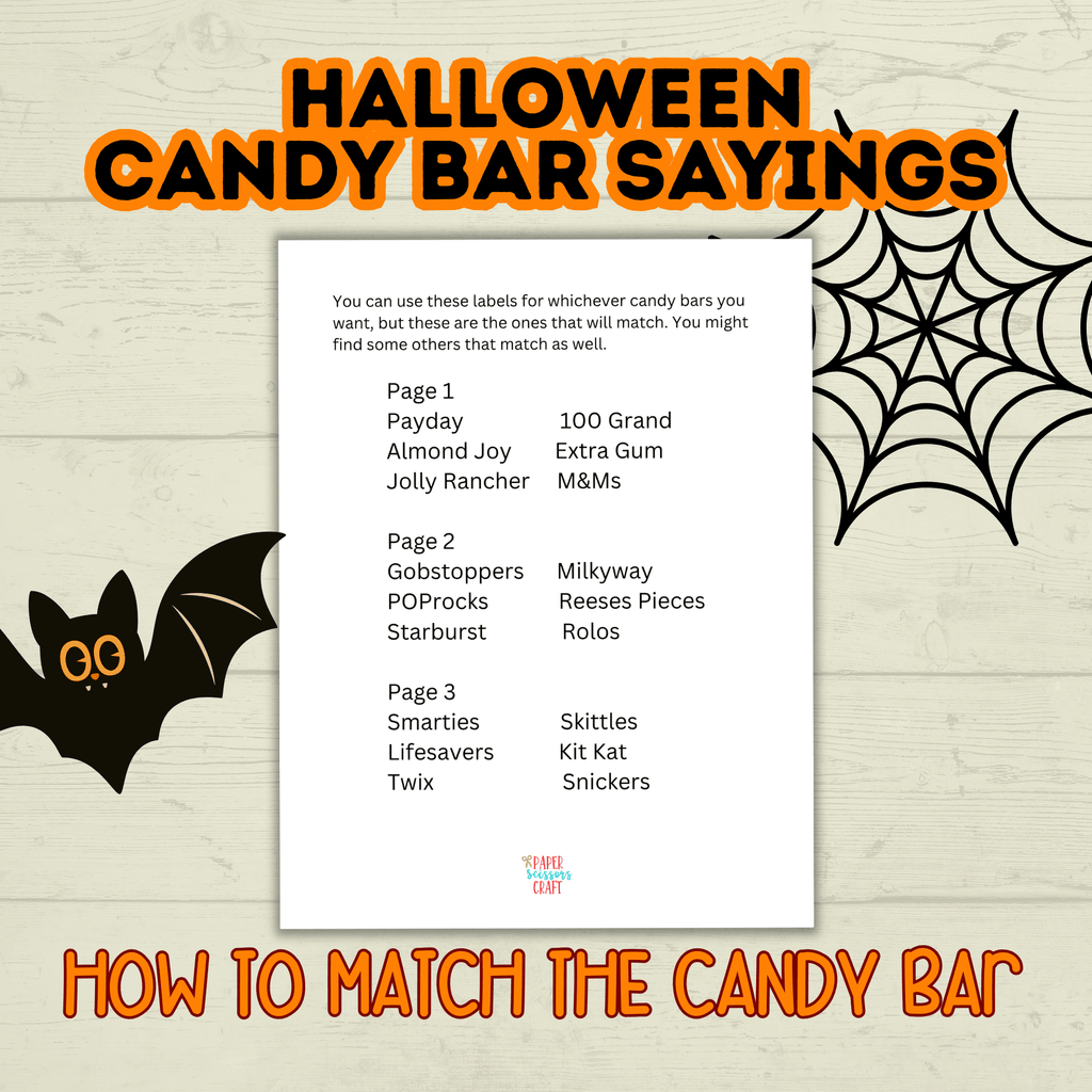 Halloween Candy Bar Pun Gift and Treat Tags