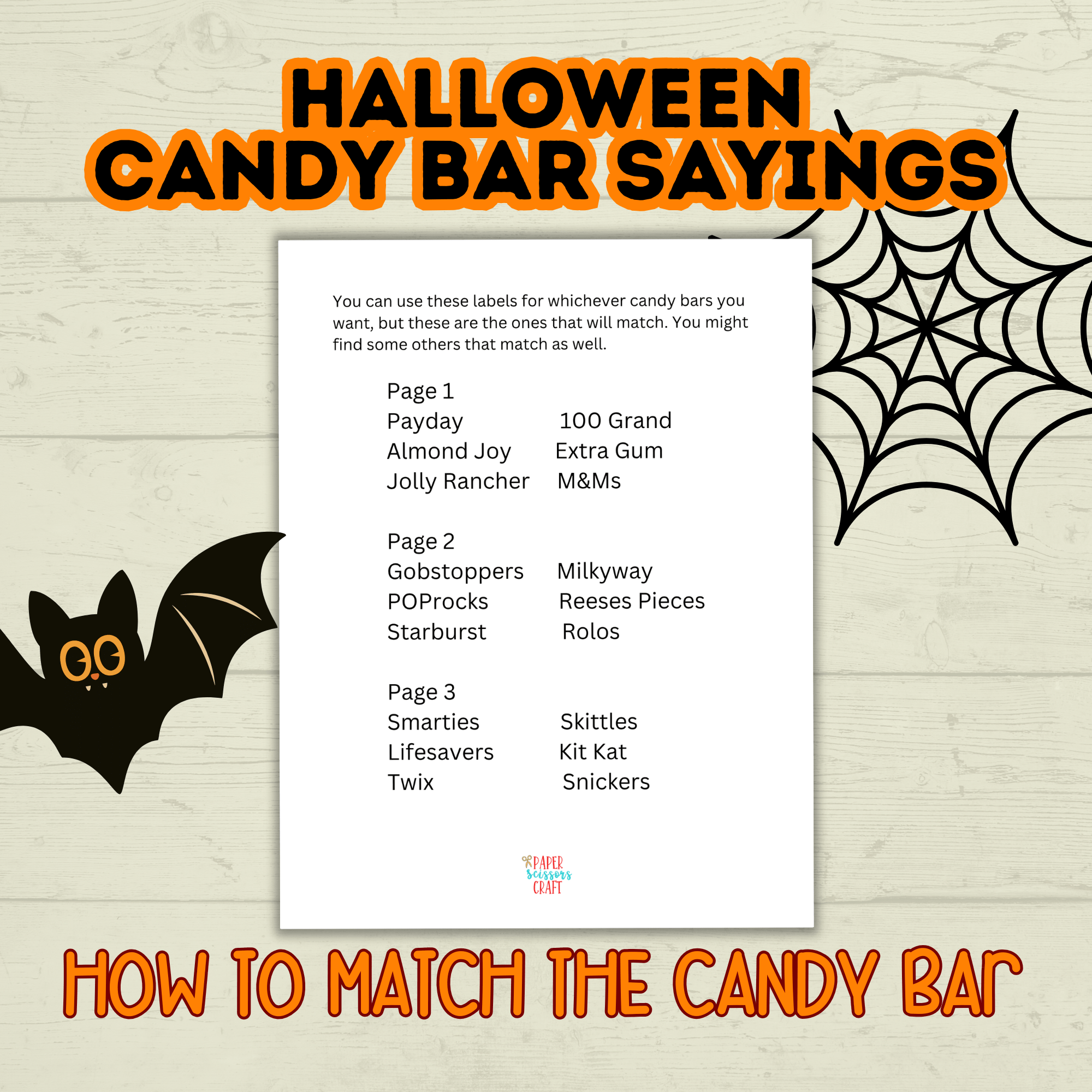 Halloween Candy Bar Pun Gift and Treat Tags