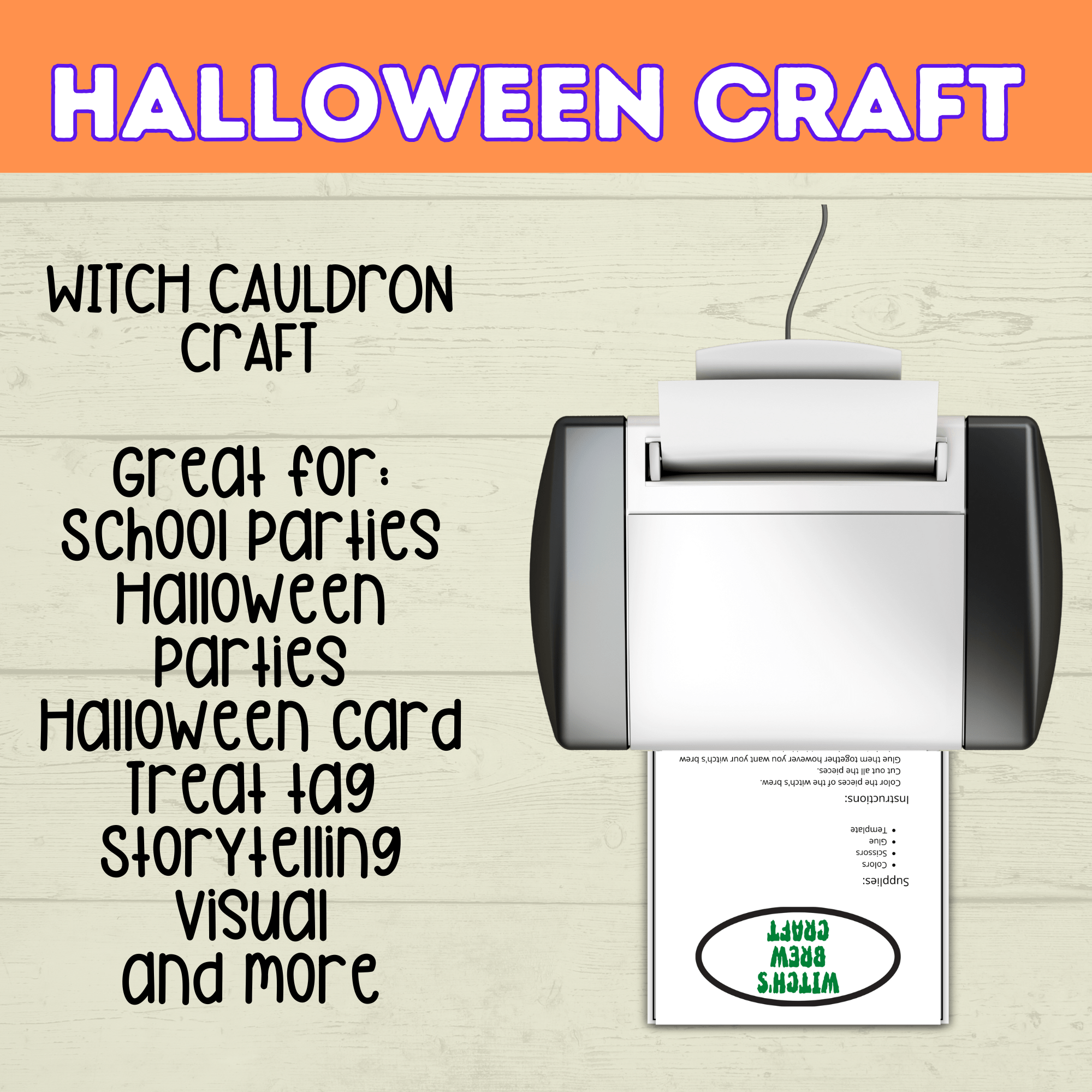 Kids Halloween Craft | Witch's Brew Caldron Craft | Halloween Craft Kit | Halloween Party | Halloween Printable | Digital Download
