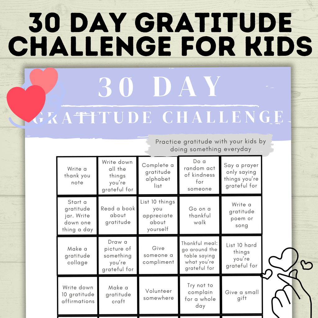 Gratitude Challenge for Kids | Gratitude Activity | Thankfulness Activity | Thankful | Kids Activity | Kids Printable | Thanksgiving