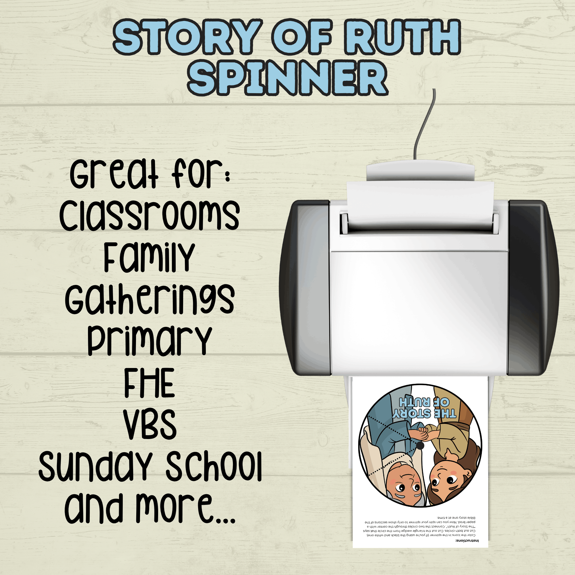 Ruth Bible Craft, Ruth Story Spinner Craft, Sunday School Craft, VBS, Bible