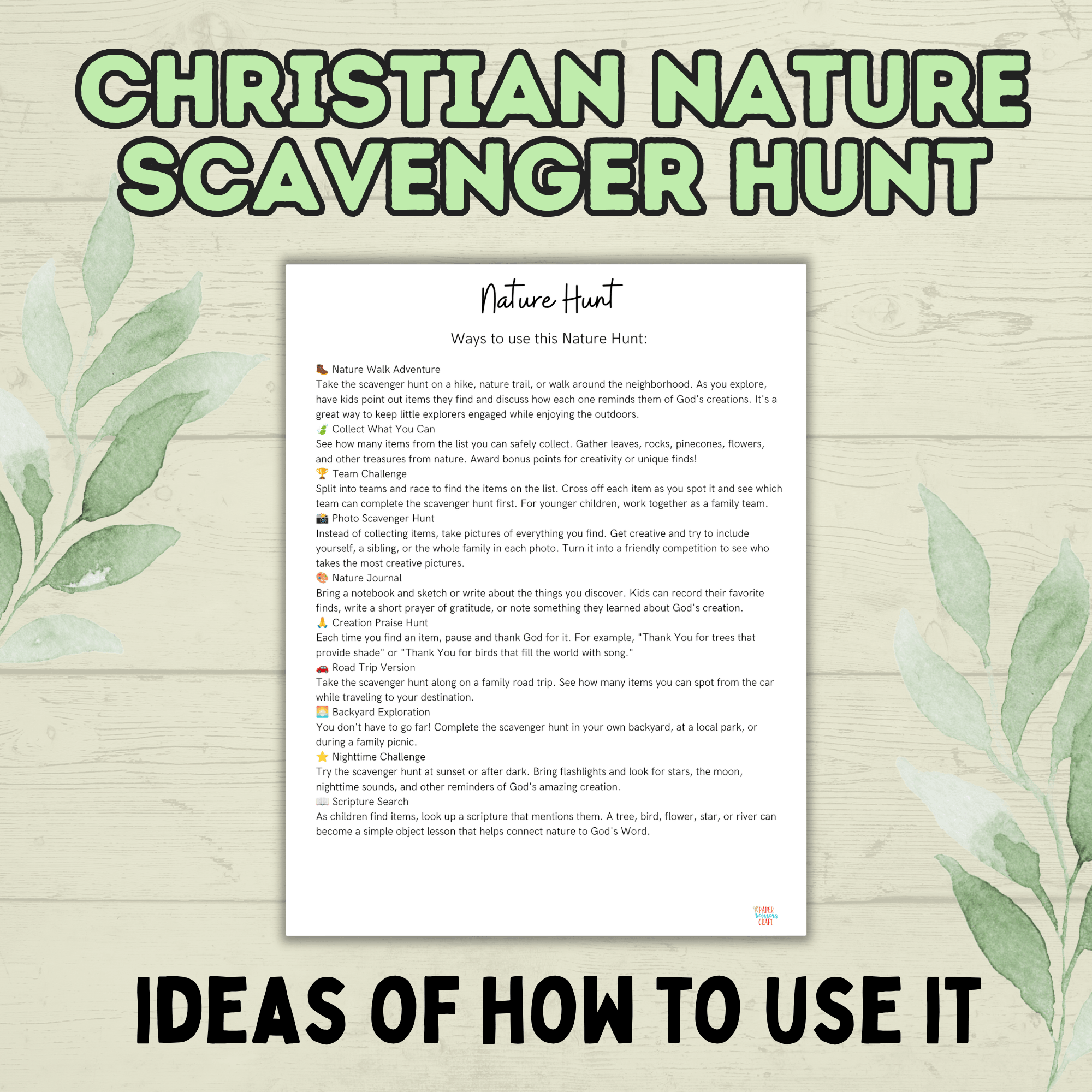 Christian Nature Walk for Kids, Christ Scavenger Hunt, Bible Scavenger Hunt, Nature Hunt, Christian Activity, VBS, Sunday School Activity